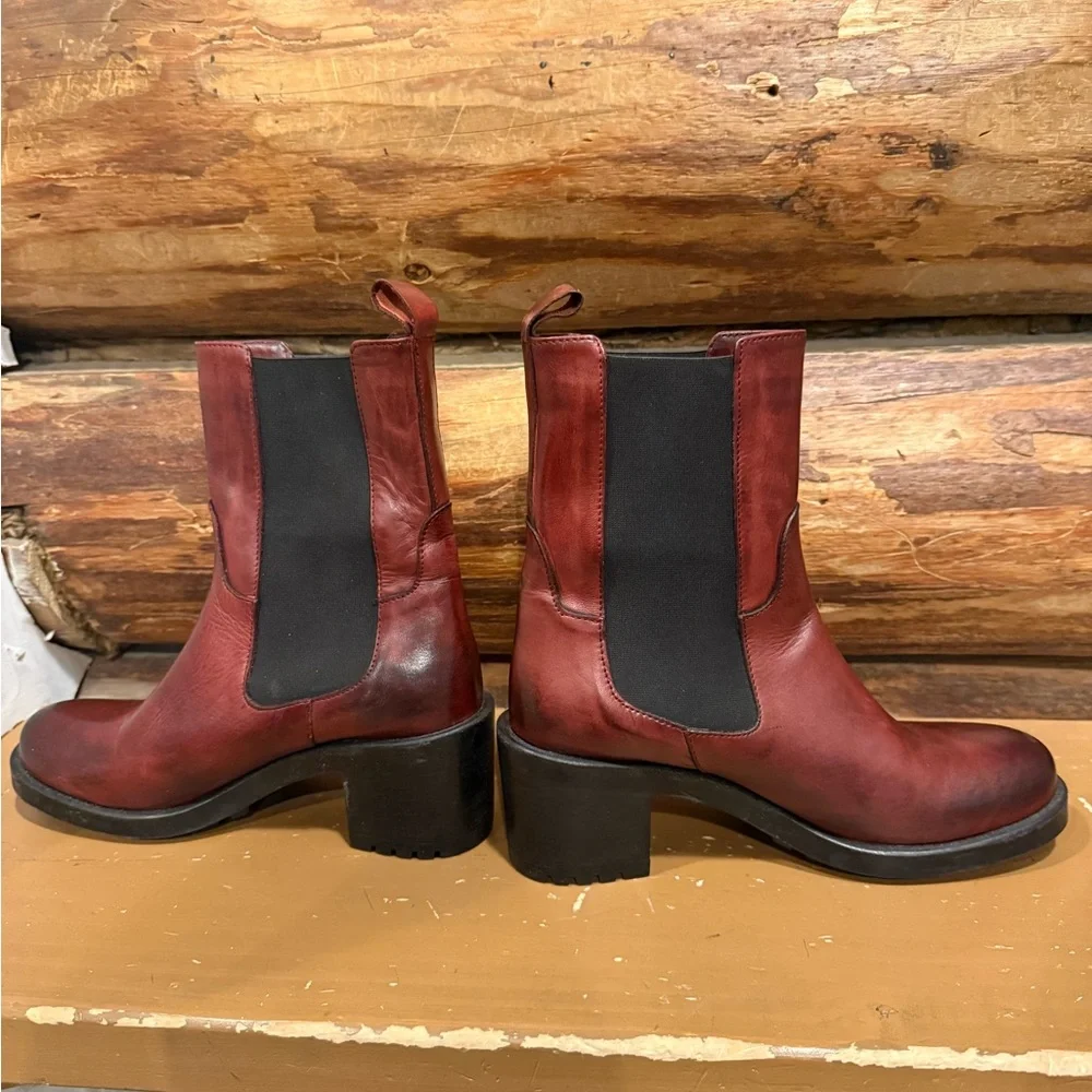 ♥️NWOT Gorgeous Made in Italy 39(8) Burgundy Emanuele Crasto 8 Boots - Picture 2 of 6